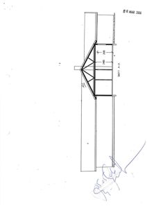 Snittegning (SNITT A-A) som viser bygningens tverrsnitt med takkonstruksjon og høydemål.