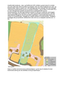 Et markslagkart som viser arealformålet for eiendommen, inkludert jordbruksareal, bebyggelse og skog.