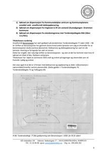 Et håndtegnede etasjeplan (ground plan) over en bensinstasjon med angitte mål og romfordeling.