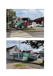 Fotografier av en eksisterende bygning (Nokian Tyres) sett fra gaten.