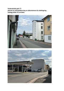 To foton som viser eksisterende bygninger og omgivelser i Tordenskiolds gate 77.