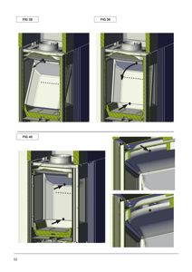 Detaljtegning som viser konstruksjonen av en ventilasjonsutstyr eller teknisk enhet, med fokus på komponenters plassering og sammenheng.