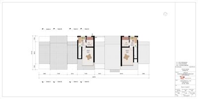 Etasjeplan som viser romfordeling, dimensjoner og inngangspunkter for en bygning.