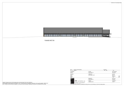 Fasadetegning av bygningen sett fra E6.