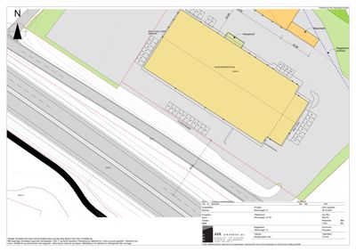 Situasjonsplan som viser bygningens plassering i forhold til vei, naboeiendom og arealbruk.