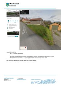 Et bilde fra Google Maps som viser en bilde av en bygning (hus og garasje) og en støttemur ved Kyrkjavegen 10.