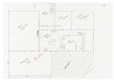 Etasjeplan (1. etasje) med romfordeling, arealer og utvendige områder.