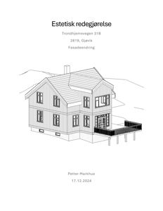 Fasadetegning som viser etasjeoppdeling, vindusforhold og takform for en bygning.