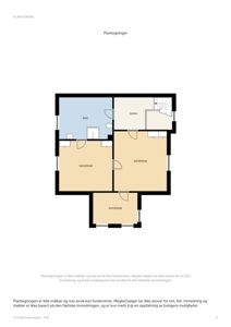 Etasjeplan (plantegning) som viser romfordeling med soverom, bad og gang.