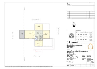 Etasjeplan (Plan 2. Etasje) som viser romfordeling, størrelser og orientering for en bolig.