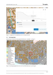Bildet viser en kvartærgeologisk kart med løsmassekart over et område, samt et lengdesnitt av terrenget.
