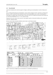 Bildet viser en oversikt over tidligere grunnundersøkelser (geotekniske data) for et område, inkludert kartutsnitt og tabeller med jordlag.