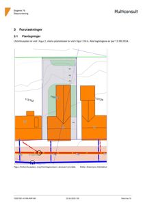 Situasjonsplan (utomhusplan) som viser tomtens grenser, bygningers plassering og arealer.