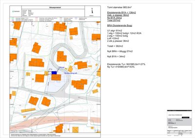 Situasjonskart som viser tomtens beliggenhet, omgivende bebyggelse, vegnett og topografi.