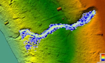 Et topografisk kart (DGM50) som viser terrengform, høydemodeller og en planlagt byggeflate med koordinater.