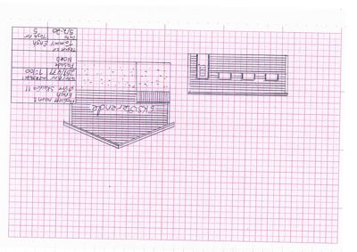 Fasadetegning (opprikk) av en eksisterende bygning sett fra nord.
