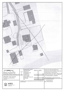Gårdsplan (situasjonsplan) som viser eiendomsdata, arealtall og beliggenhet for eiendommen 5054-124/167/0.