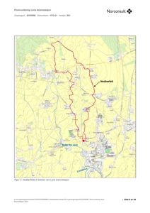 Kart som viser nedbørfeltet til bekken ved Lena brannstasjon, med omgivende topografi, veier og vannløp.