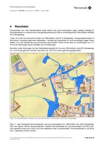 Et kart som viser flomområder og vannføring langs bekken ved Lena brannstasjon.