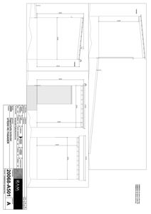 Fasadetegning som viser oppriss av bygningens front med mål og detaljer.