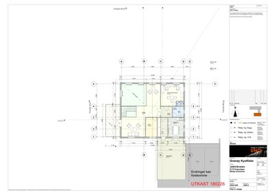 Etasjeplan (Plan 2. etasje) som viser romfordeling, dimensjoner og orientering for en bygning.