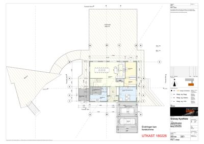 Etasjeplan (Plan 1) som viser romfordeling, vegger og innredning for en bolig.