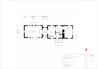 Etasjeplan som viser romfordeling, mål og funksjoner i en bolig.