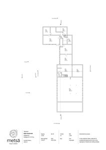 Etasjeplan (1:200) som viser romfordeling og arealer for et eksisterende bygg.