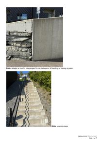 Fotografier av en mur og en utendørs trapp.