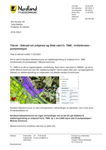 Et kart som viser et område med infrastruktur (veier, pumpestasjon) og reguleringer.