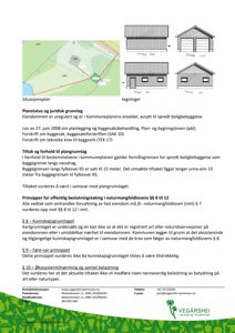 Bildet viser en situasjonsplan (tomtekart) med bygningsplassering og en tegning av en planlagt bygning.