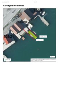 Satellittbilde (flyfoto) av en tomt ved Vindafjord kommune med overlagte mål og eiendomsnummer.