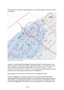 Kart som viser et aktsomhetsområde for kvikkleire (merket med blå prikker) og en rød sirkel som omfatter hyttefeltet 'Hole'. Kartet er hentet fra NVEs veileder.