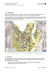 Et løsmassekart som viser geologiske lag (elv- og bekkeavsetninger) i et område, med en markert byggeplass.