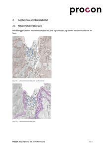 Kart som viser aktsomhetsområder for jord- og flomskred i et geografisk område.