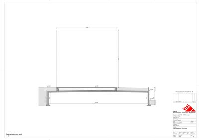 Snittegning som viser tverrsnittet av en betongkonstruksjon (sannsynligvis en balk eller plate) med angitte dimensjoner og armering.