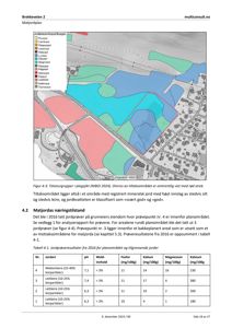 Et kart over et område med jordmonntklassifisering (fargekodet) og en markert tilkomsområde (rød strek).
