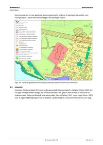Kartutsnitt fra kommuneplanen som viser arealbruksplanlegging, inkludert sykehus og jordbruksarealer.