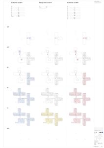 Et sammenlignende diagram som viser etasjeplaner for flere nivå (G4T, G3T, 03, 02, 01, 0DU) i tre kolonner: Bruttoareal (BTA), Bebygd areal (BYA) og Bruksareal (BRA).