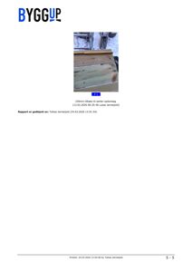 Fotografi av en konstruksjonselement (treplater) med tekstbeskrivelse om '230mm tilbake til senter spikerslag'.