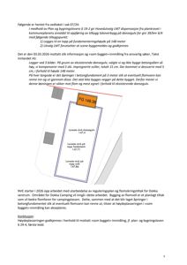 En planlegning som viser nivåhøyder for dansegulv, topp fundament og sviller, samt plassering av bygning (FG 148.38) i forhold til disse.