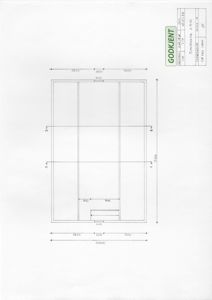 Etasjeplan (2. etasje) med romfordeling, dører og mål for en bygning.