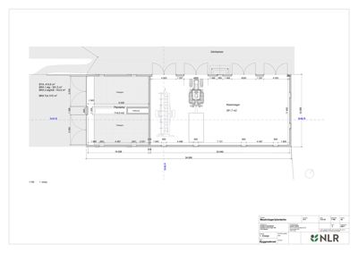 Etasjeplan (1. etasje) som viser romfordeling, mål og arealoppdeling for en bygning.