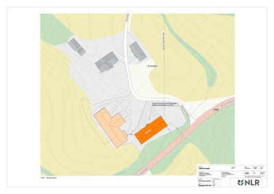 Situasjonsplan som viser tomtens beliggenhet i forhold til nabolag, veier (Burevegen, Krattebol) og topografi (konturlinjer).