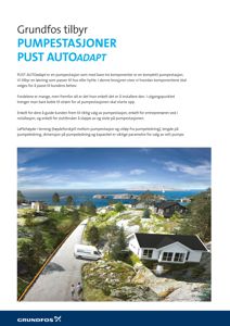 3D-visualisering av en pumpestasjon (Grønt) installert i et husområde ved kysten.