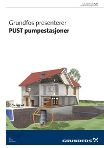 3D-visualisering av en husmodell med et snitt som viser pumpestasjonen under grunnen.