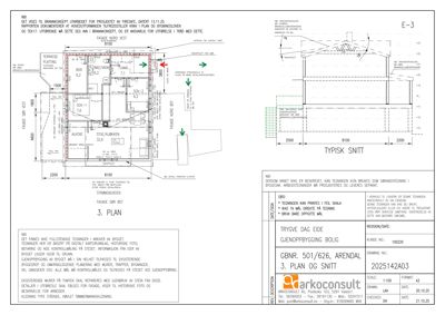 Etasjeplan (3. PLAN) som viser romfordeling, mål og plassering av vinduer/terrasse.