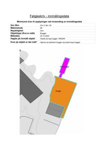 Et kart som viser en brygge og en flytebrygge med innmålt data (Gnr./Bnr., høyde, etc.).