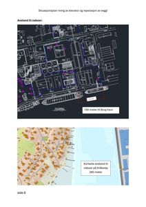 Situasjonsplan som viser avstander til naboer og omgivende bygninger.