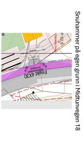 Situasjonsplan som viser tomt, vei, garasje og snuhammerplassering